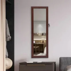 Jewelry Storage Mirror Cabinet Can Be Hung On The Door Or Wall - Brown -Bed Frame Shop 42910b59 aee5 430d b8a7 9385fab1f2d0