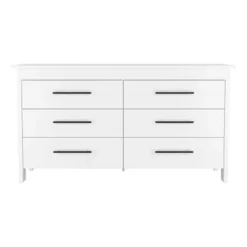 TUHOME Hms Double Dresser With 6 Drawers, 4 Legs And Metal Hardware - N/A - Light Oak / White -Bed Frame Shop 430c39c1 b6d7 43de 8ee9 200c3f0bf5ef