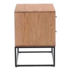 Aurelle Home Alatar Modern 2-drawer Solid Wood And Iron Nightstand - Natural -Bed Frame Shop 433a3706 7b10 48d9 bfd4 cc63acb45a52