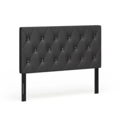 Silver Orchid Heston Contemporary Crystal Diamond Tufted Black Headboard - Black - King