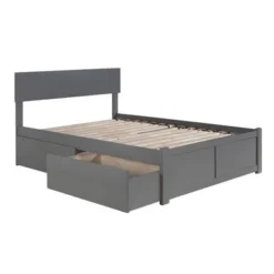 Orlando Full Platform Bed With Footboard And 2 Bed Drawers In Gray - Full -Bed Frame Shop 43f435e0 8c99 45b7 bf77 86496c321dfa
