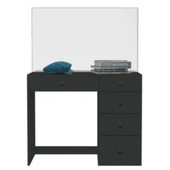 Boahaus Matilda Makeup Vanity Desk, Black - Silver -Bed Frame Shop 4432ae54 352a 486d b635 81fead0ee1ba