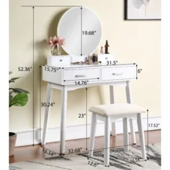 Roundhill Furniture Liannon Contemporary Wood Vanity And Stool Set - Purple -Bed Frame Shop 443761f7 f059 4225 8577 df6305a472e0