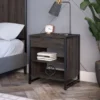 Atria Small Nightstand With Drawer And Shelves By Bush Furniture - Charcoal Gray