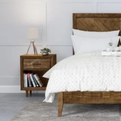 Abbyson Retro Mid Century 3-piece Bedroom Set - Light Brown - Queen -Bed Frame Shop 44fc24d1 f391 449c 82ab 97b02037a998