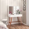 Boahaus Alice Bedroom Dressing Table, 3 Drawers, Wood Legs, White - White