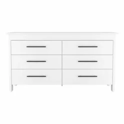 FM Furniture Luxor 6 Drawer Double Dresser With Roller Guides, Metal Pulls And 4 Legs - Black -Bed Frame Shop 45fc0a73 c17d 4759 87dd 44532e47e0b1