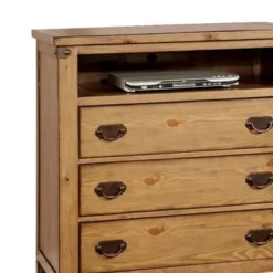 Cottage Style Wooden Media Chest With Three Drawers, Brown - 3-drawer -Bed Frame Shop 464759cd 065e 4e7c 9701 49c61fe438a1
