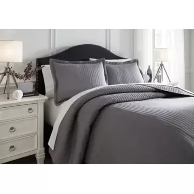 Gray Raleda King Coverlet Set 3 Gray Raleda King Coverlet Set - Image 3