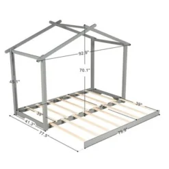 Merax Twin XL/King Size House Platform Bed With Trundle - White -Bed Frame Shop 468b1385 07c9 4419 99a2 c5206c1f905e