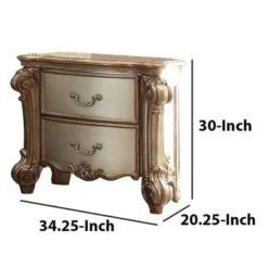 Wooden Nightstand With Two Drawers, Gold And Bone White - 2-drawer -Bed Frame Shop 47326417 2d5e 4058 966e 635c3c352a22