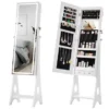 Merax Jewelry Cabinet Armoire Lockable Standing Storage With LED Lights - White