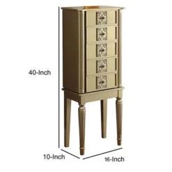 Wood Jewelry Armoire With 5 Drawers In Gold - Gold -Bed Frame Shop 477d3c8d 0a6a 46e8 8dab a23ee46b8443