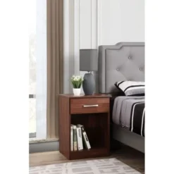 Lindsey 1-drawer Nightstand - Tan -Bed Frame Shop 487a6015 2045 4a09 8b25 b437de2d1936
