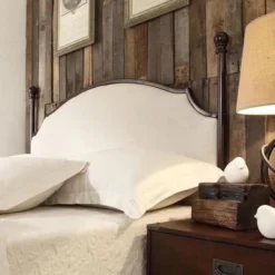 Andover Cream Curved Top Cherry Brown Metal Poster Bed By INSPIRE Q Classic - Queen -Bed Frame Shop 489cfb4c 7f68 4955 abb4 d954de358f40