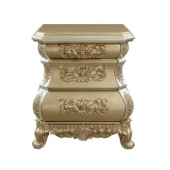 Royal-style 3-drawer Nightstand In Gold - Gold - 3-drawer