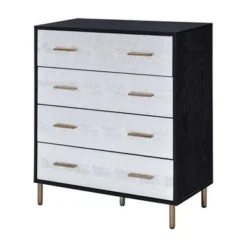 ACME Myles 4-Drawer Chest - Black, Silver And Gold -Bed Frame Shop 49ab59be cd6b 4c5b b579 f3b8d3d9f9f6
