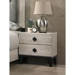 Nightstand With 2 Drawers Storage - Cream -Bed Frame Shop 4a397ad9 10f7 4f78 bc78 078977d3a890