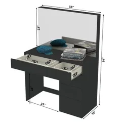 Boahaus Matilda Makeup Vanity Desk, Black - Silver -Bed Frame Shop 4a8e7209 83b7 4f3f 85f2 64f376656772