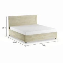 Mid-century Platform Bed With Headboard - White - King -Bed Frame Shop 4b296c34 bf84 45d1 8c67 f1b3fbd408e5