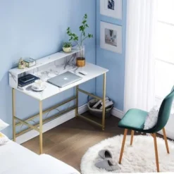 Mcombo Makeup Vanity, White Wooden Marble Pattern Vanity Desk, Makeup Desk With Removeable Vanity Mirror - Storage -Bed Frame Shop 4b986ba0 d40a 4b7d b2d2 462e8fe191ce