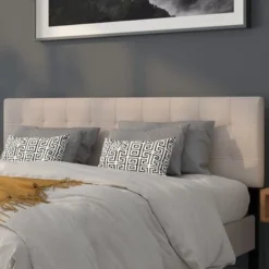Quilted Tufted Upholstered Headboard - Beige - King