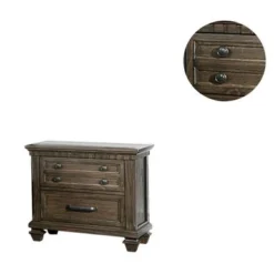 2-Drawer Wood Nightstand In Rustic Brown Finish - Rustic Brown - 2-drawer -Bed Frame Shop 4c392c85 91e1 4610 8182 7dc0a3e8c5c3