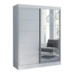 Aria High Gloss 2-door Modern Wardrobe With Mirror - Wenge-47" -Bed Frame Shop 4c97bad7 c612 42d2 8fc3 61f3137ebde5