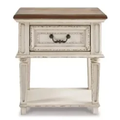 Chipped White Realyn One Drawer Night Stand -Bed Frame Shop 4d838069 929d 4eb7 a0fd b2b2d0763885