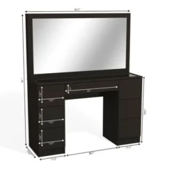 Boahaus Venus Modern Vanity, Glass Top, 07 Drawers - N/A - Black-Crystal Knobs -Bed Frame Shop 4dd9cce9 00e4 4590 b189 735f1c845059