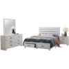 Wooden Queen Storage Bedroom Set In Coastal White - 4 Piece