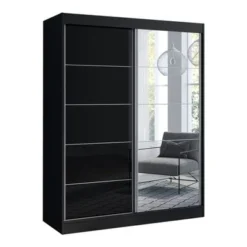 Aria High Gloss 2-door Modern Wardrobe With Mirror - White-59" -Bed Frame Shop 4e7e8cfa 44d1 4e8f 8946 dd372a5d6f2b
