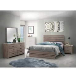 Wooden Queen Bedroom Set In Barrel Oak - 5 Piece -Bed Frame Shop 4eac4e92 0b06 44c0 93f7 a0e02d5e809e