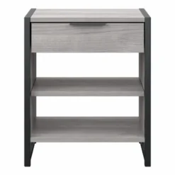 Atria Small Nightstand With Drawer And Shelves By Bush Furniture - Charcoal Gray -Bed Frame Shop 4f0cb5ac 7013 4919 a9cf a99c65455720