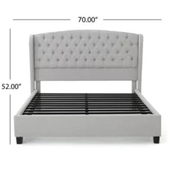 Costello Upholstered Tufted Fabric Queen Bed Set By Christopher Knight Home - Ivory -Bed Frame Shop 5047376b 88b9 4b6f 9602 ba4739285c3c