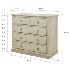 Artissance Reclaimed Shandong 5 Drawer Dresser, Antique Off White - 5-drawer -Bed Frame Shop 507f92d8 317b 4644 b5da c3eeffd7063b