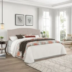 Living Essentials By Hillsdale Provence Upholstered Arch Adjustable Tufted Headboard With Frame - Glacier Gray - King -Bed Frame Shop 50946631 28fc 4945 88ba bfd0d97cb5df