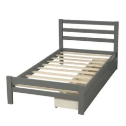 Moda Wood Platform Bed With Two Drawers - Grey -Bed Frame Shop 50ee5c4a c5f2 4e44 b86f a091950a543e