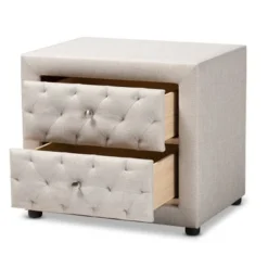 Baxton Studio Contemporary Fabric 2-Drawer Nightstand - Light Beige -Bed Frame Shop 510c60e5 1540 4895 9028 552837732e59