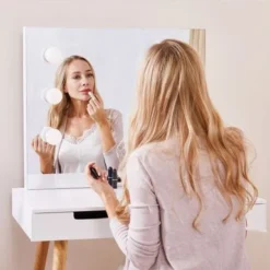 White Vanity Table With Light Mirror - White -Bed Frame Shop 51379ff0 10bd 4666 9d5a 3e92f7aa8068