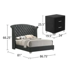 Upholstered Queen Bedroom Set In Grey And Chrome - 4 Piece -Bed Frame Shop 5158712c feff 41d2 810f 454140895890