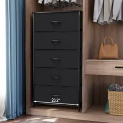 5 Drawers Vertical Dresser Storage Tower Organizer Unit For Bedroom - Black - 5-drawer -Bed Frame Shop 521794ee de60 487e bdd4 3cbeb5026802