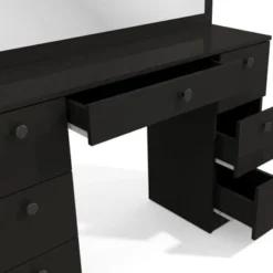 Boahaus Artemisia Modern Vanity, Black, Wide Mirror, 07 Drawers - Black-Gold Knobs -Bed Frame Shop 527fe696 ccad 40cf b7a1 4bf891d98f5a