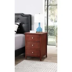 Daniel 3-drawer Transitional Wooden Nightstand - Pink -Bed Frame Shop 528c8ee9 c8ee 4afa a8e6 2c5ac15703fb