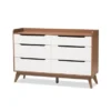 Carson Carrington Borlange 6-drawer Mid-century White/Walnut Chest - White/Walnut - 6-drawer
