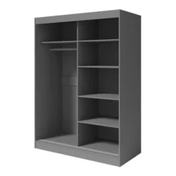 Aria High Gloss 2-door Modern Wardrobe With Mirror - White-59" -Bed Frame Shop 52b5183a fcd3 45be 96db 93a1b40e71b0