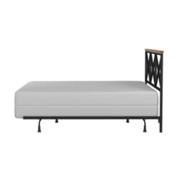 Hillsdale Furniture Ashford Triple X Design Metal Headboard With Frame, Black With Oak Finished Wood - Black W/ Brown Trim - Queen -Bed Frame Shop 52da058f a88f 43ca b25e 4b584e070698