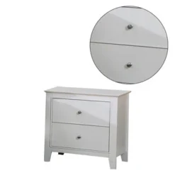 2-Drawer Modern Wood Nightstand, White - White - 2-drawer -Bed Frame Shop 53d5b11e b58d 45a6 85af 6de2b5582211