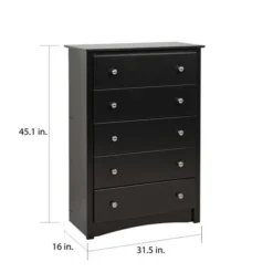 Prepac Sonoma Transitional Black Laminate 5-drawer Chest - Black -Bed Frame Shop 5460a091 a414 4dc7 a4e0 83b0f1c7cfc5