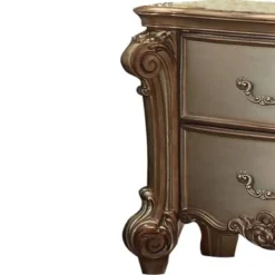 Wooden Nightstand With Two Drawers, Gold And Bone White - 2-drawer -Bed Frame Shop 54980654 87e3 4d7f 8123 257153e7f5ac